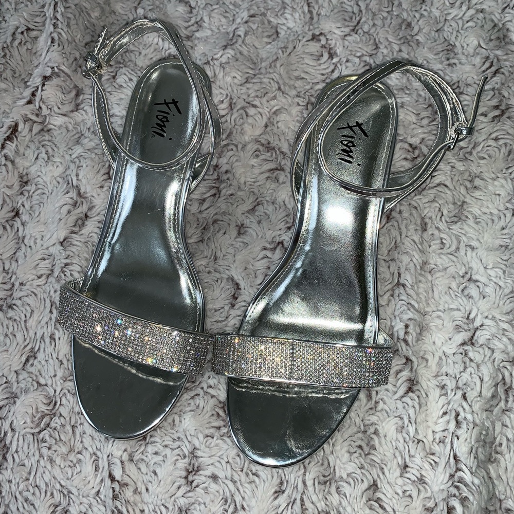Silver kitten heels